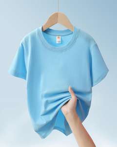 Camiseta Lisa personalizada para niños y niñas con etiqueta de logotipo, Camiseta de algodón de Color sólido, camiseta personalizada con serigrafía Dtg para niños - Product Image 6