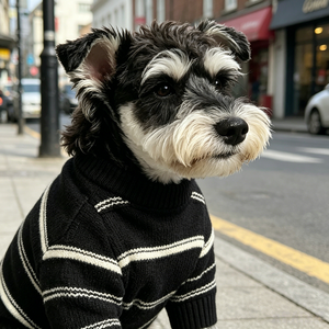 Outfit per Amanti degli Animali, Maglione Coordinato per <span class=keywords><strong>Cane</strong></span> e Proprietario, Maglieria a Righe Nere, Abbigliamento Urbano Streetwear, Collezione Personalizzata per Proprietari di Cani - Product Image 3