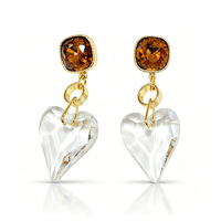 Boucles d'oreilles Coquette Esthétique Cœur Transparent Plaqué Or 18K Tendance Goutte Coussin Bijoux Statement Unisexe pour Anniversaire