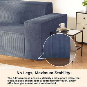 Canapé pliable sans cadre en tissu corduroy avec compression sous vide personnalisée, rembourrage en éponge, pour salon - Product Image 4