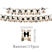 Articles de fête d'Halloween : Vaisselle jetable, assiettes en carton, gobelets, serviettes, nappes, bannières et guirlandes décoratives pour Halloween