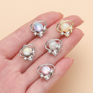 Alloy Ring Planet Pendant <b>Opal</b> Star Shape DIY Jewelry Findings For <b>Bracelet</b> Necklace Accessories 15x16.5mm - Product Image 3