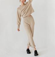 Ensemble pull-over pantalon en cachemire d'hiver pour femmes, respirant, à col ras du cou, vêtements pour femmes, vente en gros sur mesure