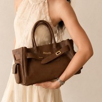 Sac fourre-tout grande capacité en PU couleur unie avec fermeture à loquet, mallette de luxe légère, sac à bandoulière multi-poches pour femme avec ceinture décorative