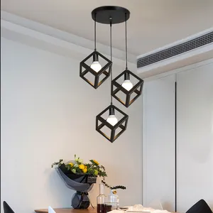 Nordic Iron Art Three Head Long Strip Light Simple Creative Personalized Bar Dining Table pendant light