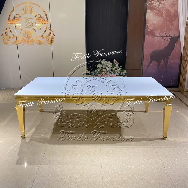 Modern Wedding Reception Furniture Gold Frame Rectangle Banquet Table