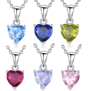 Changda <span class=keywords><strong>925</strong></span> स्टर्लिंग चांदी के गहने प्यार दिल 12 रंगीन जन्म का रत्न लटकन हार महिलाओं के लिए - Product Image 1