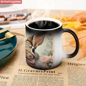 Short Trip Portable Travel Mug Frosted Black 11oz <b>Ceramic</b> Heat Changing Magic <b>Cup</b> - Product Image 5