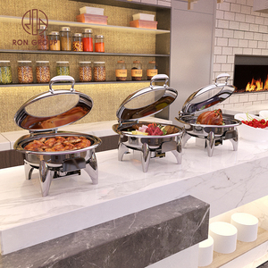 Calentador de Alimentos Comercial Ecológico de Acero Inoxidable con Tapa de Vidrio Enrollado para Hoteles, Restaurantes y Buffets - Product Image 1