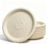 Assiettes jetables 100% compostables, résistantes, écologiques, biodégradables, en fibres de coque de riz, pour les fêtes