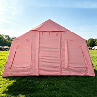 Nouvelle tente gonflable rose de luxe à deux chambres, 17,2 pieds, pour le camping familial en plein air