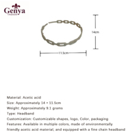 Bandeau pour cheveux Genya personnalisé avec chaîne, en acétate fin, antidérapant, pour le lavage du visage, accessoire capillaire quotidien