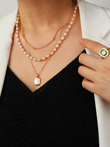 Kalung liontin sederhana berlapis emas perak 925 terlaris kalung hitam Onyx putih alami untuk trendi - Product Image 3