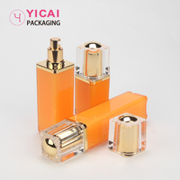 Pots carrés de crème Orange en acrylique de luxe, ensembles de soins cosmétiques pour la peau 30ml 50ml 2023 ml bouteille de pompe de Lotion de shampooing en plastique 100