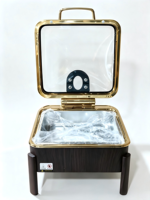 Chauffe-Plats Buffet Liyunda Rond/Carré/Rectangulaire à Alcool avec Grilles Réglables Blanc/Or Rose – Ensemble de Présentation Chafing Dish