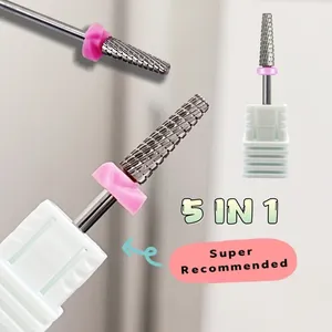 5-IN-1Mini Tapered Carbide Nail <b>Drill</b> <b>Bits</b> Electric Tungsten Nail <b>Drill</b> Accessories 3/32" Manicure Bur Nail Cuticle Milling Tool - Product Image 1
