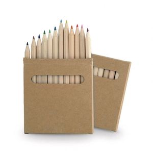 Lot promotionnel de 12 crayons en bois écologiques à encre noire, avec boîte en papier kraft recyclé, impression sérigraphiée personnalisée en gros - Product Image 5