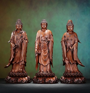 Zen Tâm Linh Đồng Bộ Ba Tượng amitabha <span class=keywords><strong>Trinity</strong></span> điêu khắc thủ công bàn thờ trung tâm cho thiền phước lành - Product Image 1
