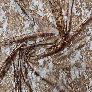 <span class=keywords><strong>Tissu</strong></span> métallique de dentelle de fleur de fil d'or <span class=keywords><strong>japonais</strong></span> de nylon pour la robe - Product Image 6