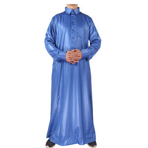 Jalabiya de Color Liso <span class=keywords><strong>Estilo</strong></span> Árabe Saudí Al Haramain, Thobe Musulmán de 2 Piezas con Pantalón <span class=keywords><strong>para</strong></span> Oración - Product Image 6
