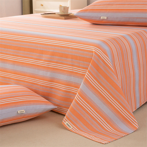 Summer Coarse Cloth <b>Bed</b> <b>Sheet</b> Set Striped Polyester Cotton Breathable Home Use Simple Style <b>Single</b> Dormitory - Product Image 4