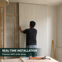 Panneau mural rainuré WPC de luxe pour fond de télévision, revêtement PVC imperméable, professionnel OEM ODM, résistant aux rayures