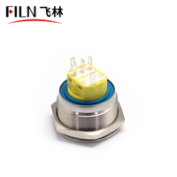FLIN 12mm 30mm Botón pulsador Encendido piezoeléctrico NC Dpst Fuente de alimentación de conmutación de peligro Botón pulsador Interruptor de pared 5 pines