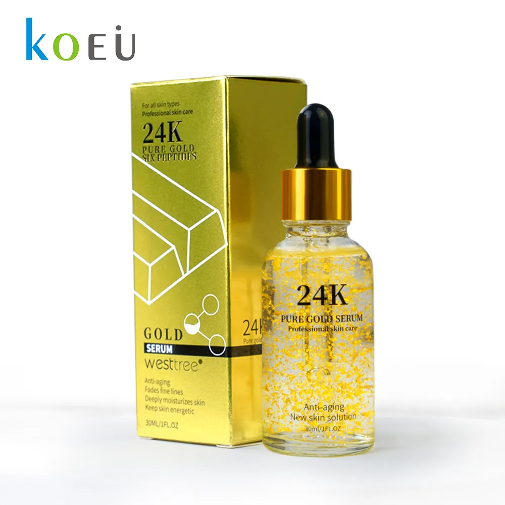 Soro dourado orgânico 24 k, soro de elevação facial 24 k, marca privada da coreia, puro soro de ouro 24 k