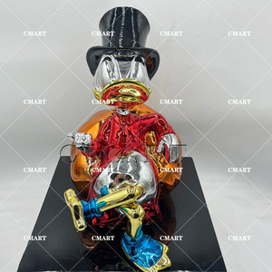 Scrooge McDuck Amca Milyoner Heykeli Oturan Picsou Amca Scoodge Duck Pop Art Heykeli Krom Çoklu Renkler Ördek Figürü - Product Image 6