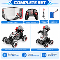 Voiture robot télécommandée 2,4 GHz à déformation, tir de bombes, dérive à une touche, rotation à 360 degrés, jouet pour enfants, portée 25 m, intérieur-extérieur