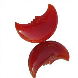 HARI OM CREATIONS หินอ่อนสีแดงธรรมชาติรับรองโดย IGI แกะสลักทรงครึ่งวงกลม ผิวเรียบ ทรงคาโบชอง ของขวัญวันพิเศษ ขนาด 12-14 มม. - Product Image 1