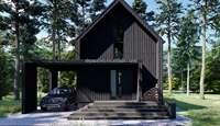 Maison préfabriquée en acier à 2 étages Villa préfabriquée noire rustique 3 chambres à coucher Salle de bain Duplex imperméable Triangle Cabine Casa Con Bano