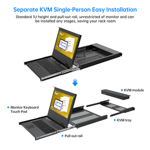 <span class=keywords><strong>KVM</strong></span> Montabile su Rack con Monitor LCD da 17.3", Switch <span class=keywords><strong>KVM</strong></span> HDMI LCD a 16 Porte 1920x1080@60Hz per Rack 1U 19", Supporta Menu OSD/Tasti Rapidi - Product Image 2
