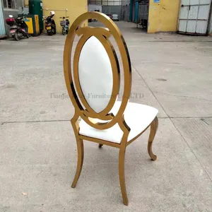 Wholesale Home Furniture Gold Chrome SS Legs Dining Chair White PU Leather Restaurant Chair