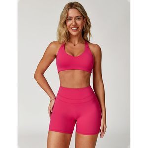 Conjunto Deportivo para Mujer FOXA, Sujetador Deportivo con Espalda Cruzada, Pantalones Cortos de Cintura Alta, Traje de Yoga de 2 Piezas, Spandex y Poliéster con Elasticidad en 4 Direcciones - Product Image 2