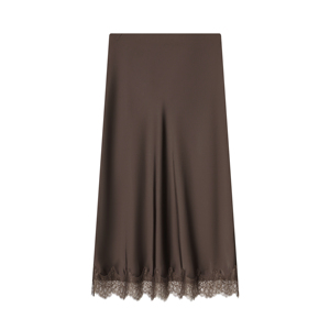 <span class=keywords><strong>Jupe</strong></span> longue en <span class=keywords><strong>satin</strong></span> décontractée à la mode, couleur unie, 2 coloris, bas en <span class=keywords><strong>dentelle</strong></span>, pour femmes - Product Image 3