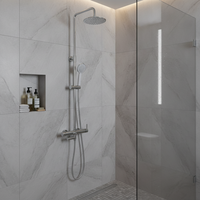 Nouvelle Arrivée Colonne de Douche Murale en Acier Inoxydable Effet Cascade avec Barre Coulissante Réglable