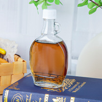 Botol sirup kaca daur ulang untuk sirup panekuk Maple anggur Tequila brendi layar wiski cetakan permukaan es silinder datar