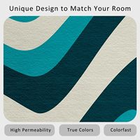 Maßgefertigter Großer Blauer Kunstkaschmir-Teppich Maschinengefertigt Waschbar Wohnzimmer Mid-Century Retro Gemustert Innenbereich Teppich Weich Rutschfest