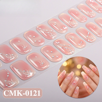 22 autocollants 3D en gel pour ongles, sans lampe UV, strass de luxe, dégradé, imperméables, couverture complète, manucure artistique