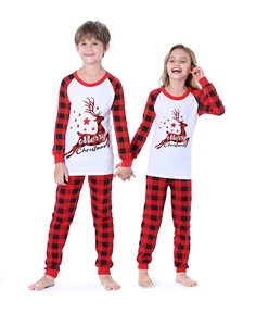 <span class=keywords><strong>Pigiama</strong></span> Natalizio per Famiglia, Set 2 Pezzi in Puro Cotone Morbido a Maniche Lunghe con Motivo Cervo Danzante per Bambini, <span class=keywords><strong>Pigiama</strong></span> Autunnale - Product Image 3