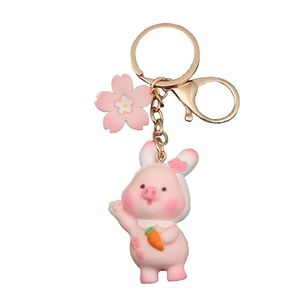 Adorable porte-clés <span class=keywords><strong>cochon</strong></span>, <span class=keywords><strong>cochon</strong></span> en résine avec carotte/écharpe/tenue de marin, accessoire tendance pour sac à dos/clés - Product Image 6