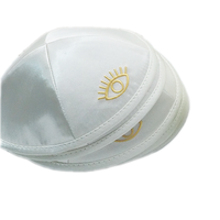 Venta al por mayor satén Kippa All Seeing Eye bordado Judaica Hat Custom Logo Jewish Kippah Yarmulke Kippot para regalo.
