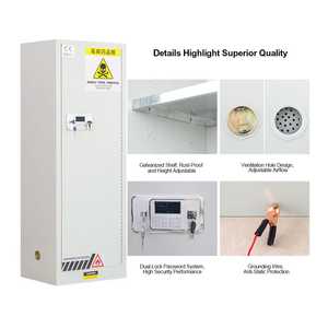 Gabinete de Almacenamiento de Productos Químicos Peligrosos, Gabinete de Seguridad de Acero de Doble Puerta, Cerradura Electrónica con Contraseña, Gestión de Llaves Dobles para Laboratorio - Product Image 1