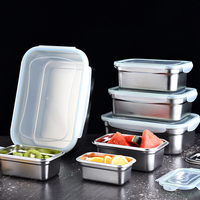 Réfrigérateur boîte de stockage des aliments frais étanche récipient alimentaire en acier inoxydable réutilisable avec couvercle