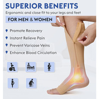 Chaussettes de compression médicale antidérapantes infusées au cuivre en gros 15-21 Mmhg Chaussettes de compression à fermeture éclair