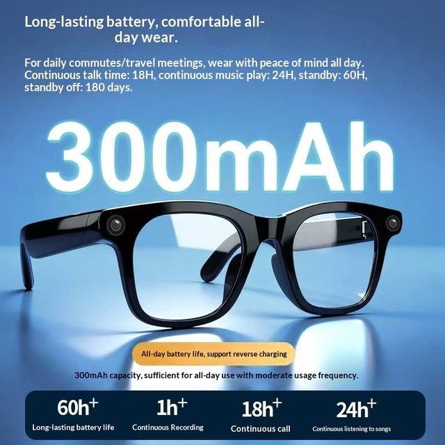 New Smart Glasses 12.0 Million Pixel Video IPX-4 Waterproof AI Voice Control Push Button Object Recognition Photo Taking Voice