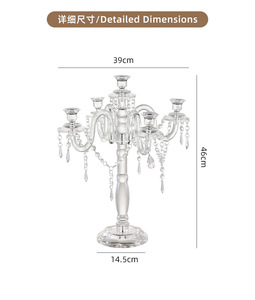 Crystal Acrylic 5 <b>Head</b> Arm Candlestick Table Centerpieces Candelabras Taper Candle Holder Vintage Acrylic Candelabra for Wedding - Product Image 5