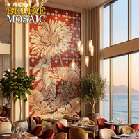 Atemberaubendes Blumenmuster Handgeschnittenes Kunsthandwerk Glasmosaik-Wandbild Prachtvolles Interieur für Zuhause Hotel Luxuriöses Restaurant-Thema