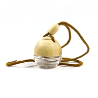 Flacon en verre vide en forme de boule, diffuseur de parfum, désodorisant de voiture, avec capuchon en bois, boîte d'emballage de papier magnétique, 5ml